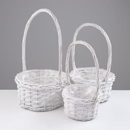 Корзина плетёная для хранения «Плетёнка», ива, круглая, белая, набор 3 шт.