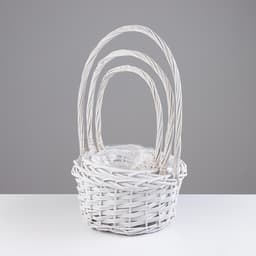 Корзина плетёная для хранения «Плетёнка», ива, круглая, белая, набор 3 шт.