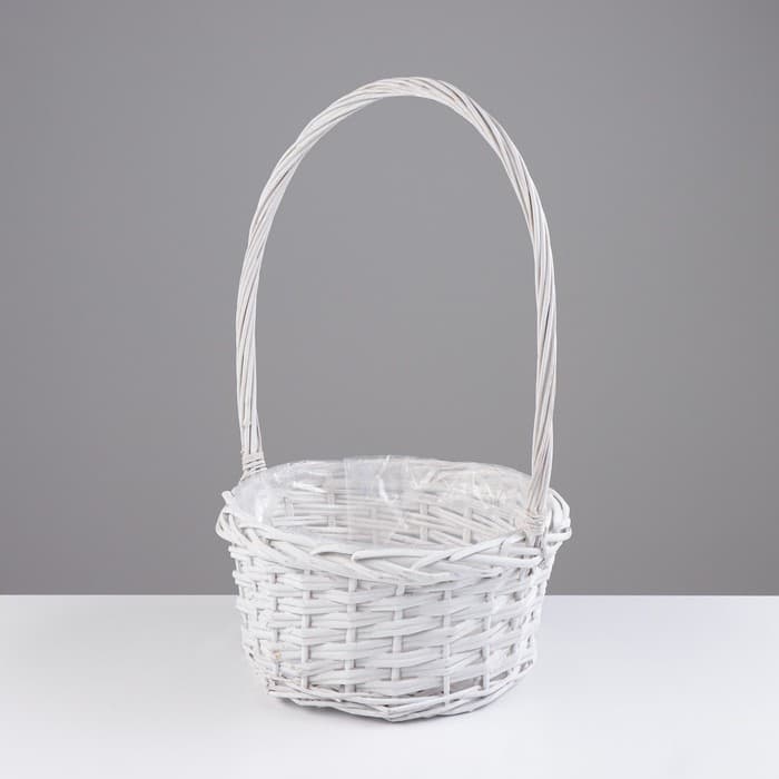 Корзина плетёная для хранения «Плетёнка», ива, круглая, белая, набор 3 шт.