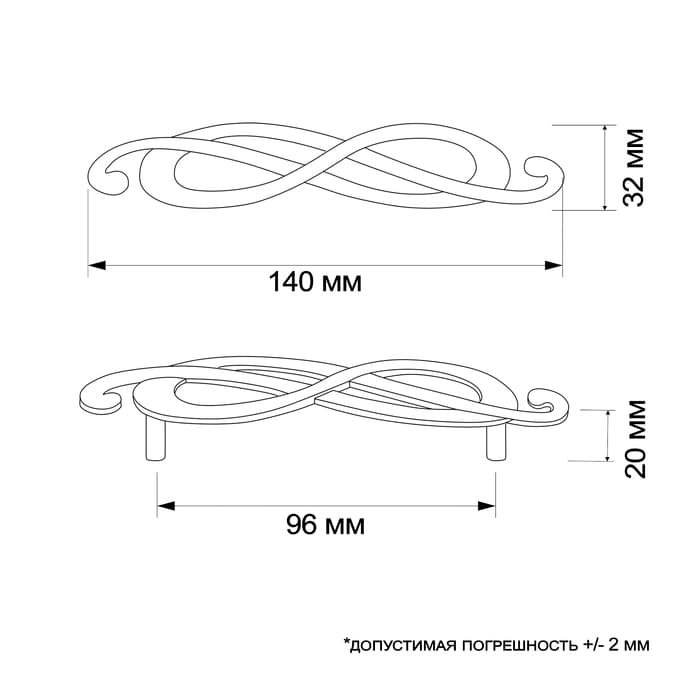 Ручка-скоба мебельная РС148GP, м/о 96 мм, цвет золото