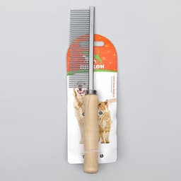 Расчёска для шерсти Wood, 17.5×3 см, с деревянной ручкой