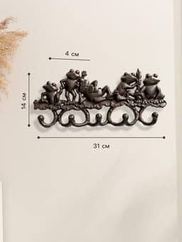 Крючки настенные чугун «Лягушки», ключница декоративная, 14×31×4 см