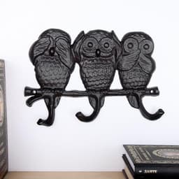 Настенные крючки декоративные чугун «Филины не слышу, не вижу, не скажу», 15.5×23×2.5 см