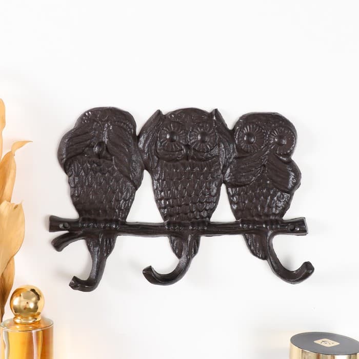 Настенные крючки декоративные чугун «Филины не слышу, не вижу, не скажу», 15.5×23×2.5 см