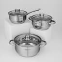 Набор кастрюль Катунь «Гретта», 3 предмета: кастрюли 2.2 л, 4.2 л, ковш 1.6 л, капсульное дно, индукция, нержавеющая сталь, AISI - 201