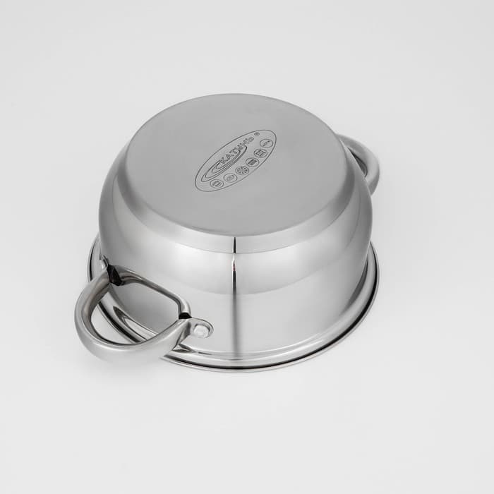 Набор кастрюль Катунь «Гретта», 3 предмета: кастрюли 2.2 л, 4.2 л, ковш 1.6 л, капсульное дно, индукция, нержавеющая сталь, AISI - 201