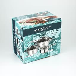 Набор кастрюль Катунь «Гретта», 3 предмета: кастрюли 2.2 л, 4.2 л, ковш 1.6 л, капсульное дно, индукция, нержавеющая сталь, AISI - 201