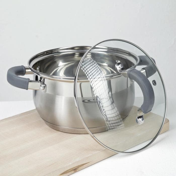 Набор кастрюль Катунь «Ирида», 2 предмета: 2.9 л, 3.9 л, капсульное дно, индукция, нержавеющая сталь, AISI - 201