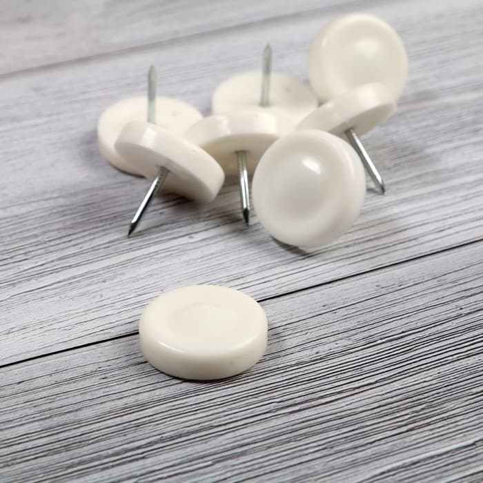 Накладка мебельная круглая ТУНДРА, d=24 мм, 8 шт., пластиковая, белая