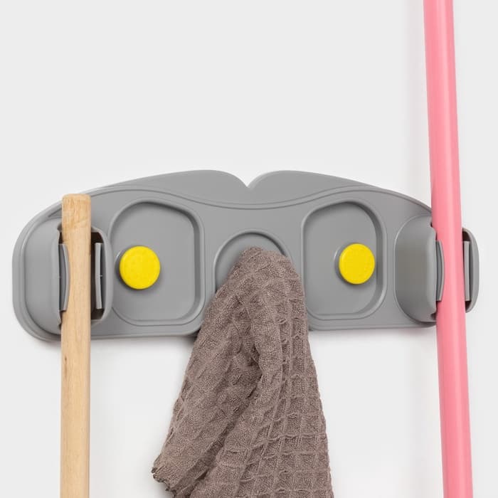 Держатель для швабр, 30×10×5 см, на липучке, с крючком, МИКС