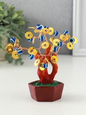 Бонсай декоративный «Денежное дерево», 16 глазок, 32 монеты, 16×6.7×5.2 см