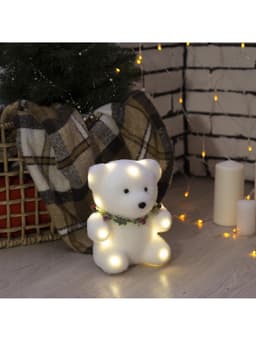 Светодиодная фигура «Мишка» 15×16×12 см, флок, от батареек CR2032×2, свечение тёплое белое