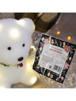 Светодиодная фигура «Мишка» 15×16×12 см, флок, от батареек CR2032×2, свечение тёплое белое