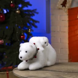 Светодиодная фигура «Медвежата» 26×16×16 см, флок, батарейки ААх2 (не в комплекте), свечение тёплое белое