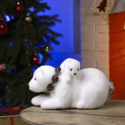 Светодиодная фигура «Медвежата» 26×16×16 см, флок, батарейки ААх2 (не в комплекте), свечение тёплое белое