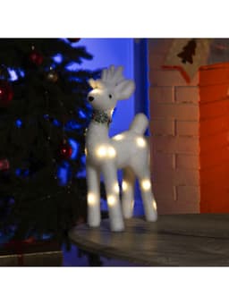 Светодиодная фигура «Олень» 16×30×9 см, флок, от батареек, свечение тёплое белое