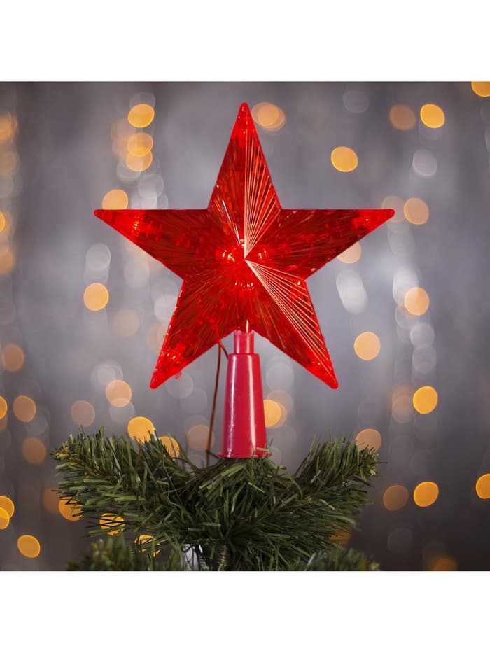 Светодиодная верхушка на ёлку «Звезда красная», 15 см, 10 LED, 220 В, свечение красное