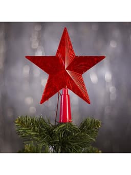 Светодиодная верхушка на ёлку «Звезда красная», 15 см, 10 LED, 220 В, свечение красное
