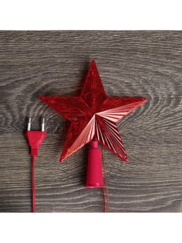 Светодиодная верхушка на ёлку «Звезда красная», 15 см, 10 LED, 220 В, свечение красное