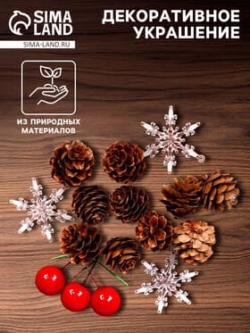 Новогодний декор «Шишки со снежинками», набор