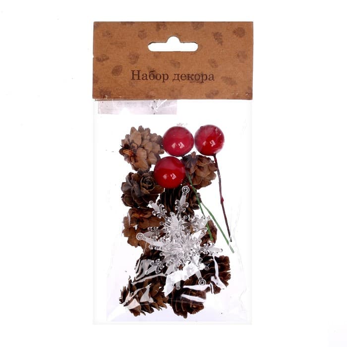 Новогодний декор «Шишки со снежинками», набор