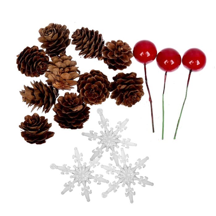 Новогодний декор «Шишки со снежинками», набор