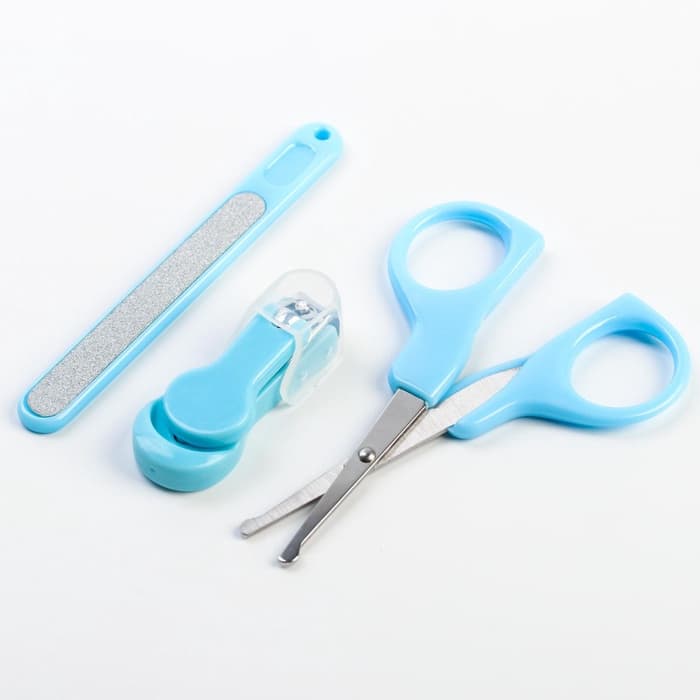 Детский маникюрный набор, 3 предмета: ножницы, пилка, книпсер, от 0 мес., голубой
