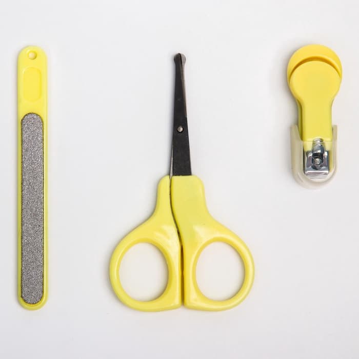 Детский маникюрный набор Крошка Я, 3 предмета: ножницы, пилка, книпсер, от 0 мес., жёлтый