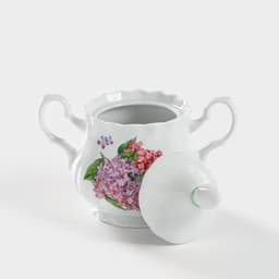 Сахарница Добрушский завод «Сирень», 550 мл, с крышкой, фарфор, белая