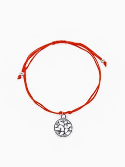 Браслет-оберег «Красная нить», денежное дерево, цвет чернёное серебро, 20 см