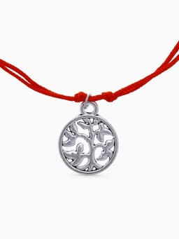 Браслет-оберег «Красная нить», денежное дерево, цвет чернёное серебро, 20 см