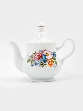 Чайник заварочный Добрушский завод «Букет цветов», 800 мл, фарфор, белый