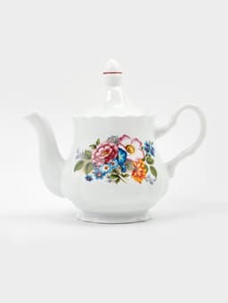Чайник заварочный Добрушский завод «Букет цветов», 800 мл, фарфор, белый