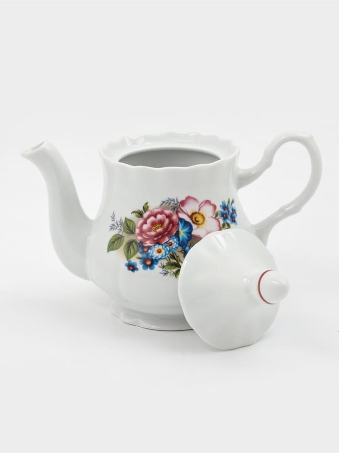 Чайник заварочный Добрушский завод «Букет цветов», 800 мл, фарфор, белый