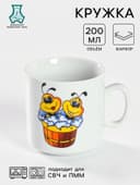 Кружка детская Добрушский завод «Пчёлы», 200 мл, фарфор, белая, рисунок МИКС