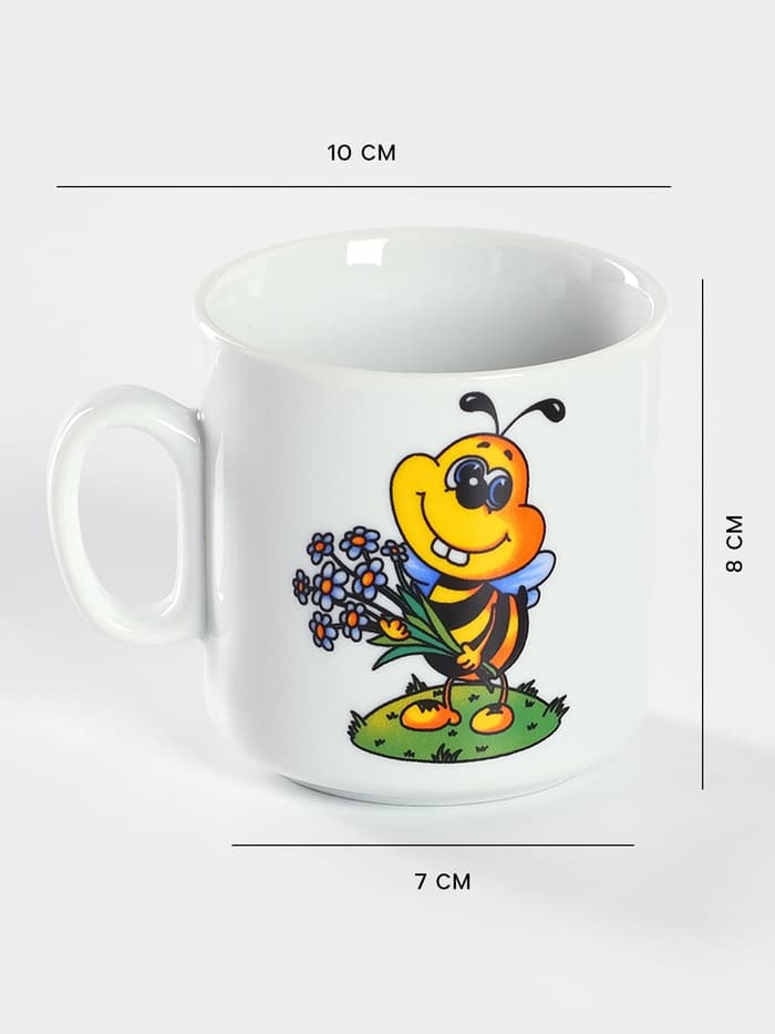 Кружка детская Добрушский завод «Пчёлы», 200 мл, фарфор, белая, рисунок МИКС