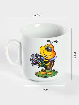 Кружка детская Добрушский завод «Пчёлы», 200 мл, фарфор, белая, рисунок МИКС