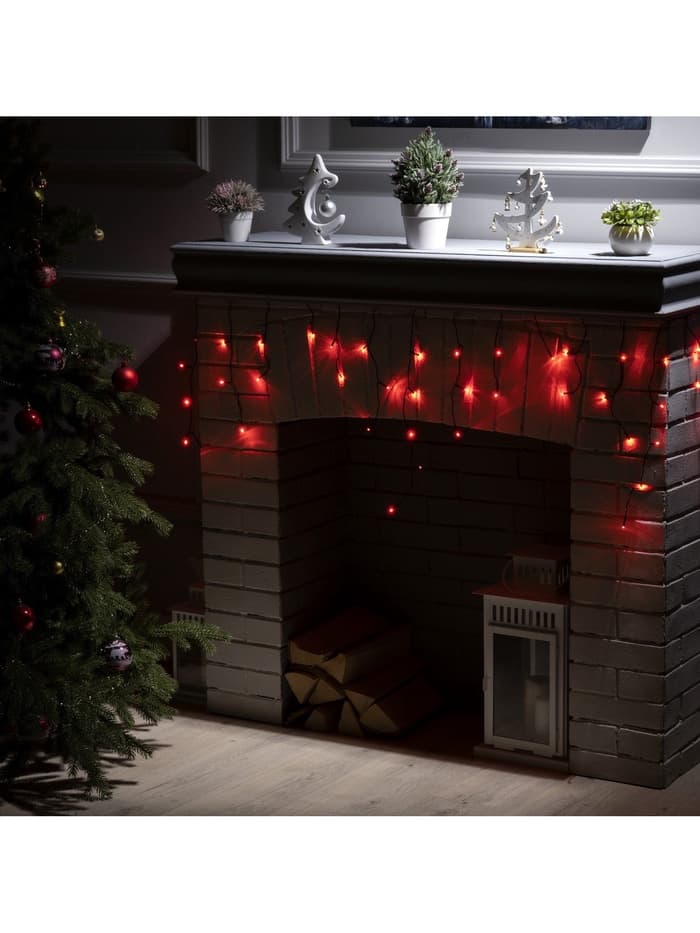 Гирлянда «Бахрома» 1.8×0.5 м, IP20, тёмная нить, 48 LED, свечение красное, 8 режимов, 220 В