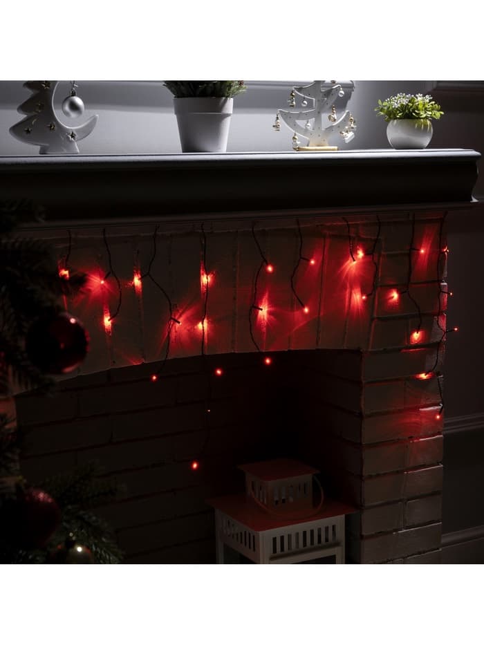 Гирлянда «Бахрома» 1.8×0.5 м, IP20, тёмная нить, 48 LED, свечение красное, 8 режимов, 220 В