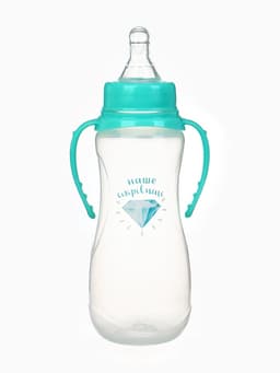 Бутылочка для кормления M&B «Наше сокровище», классическое горло, с ручками, от 3 мес., 250 мл., приталенная, бирюзовый