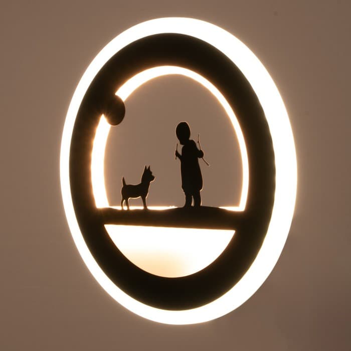 Бра «Девочка и щенок» LEDx90 черная 22×3.8×22 см