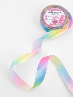 Лента атласная «Радуга», 25 мм, 18±1 м, разноцветная