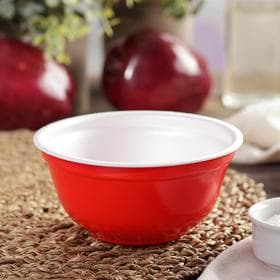 Контейнер - тарелка одноразовый, 500 мл, суповой, пластик, красный