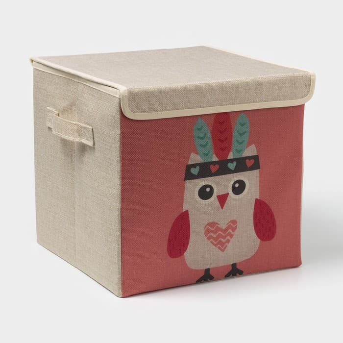 Короб стеллажный для хранения с крышкой «Совушка-индеец», 29×29×28.5 см