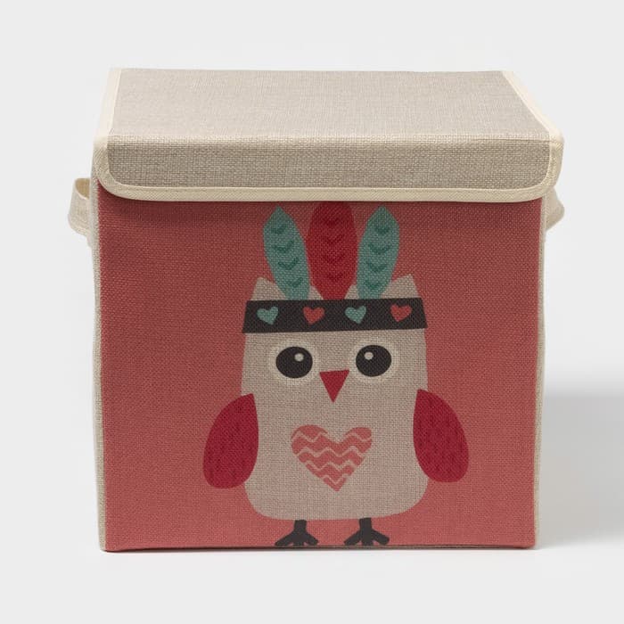 Короб стеллажный для хранения с крышкой «Совушка-индеец», 29×29×28.5 см