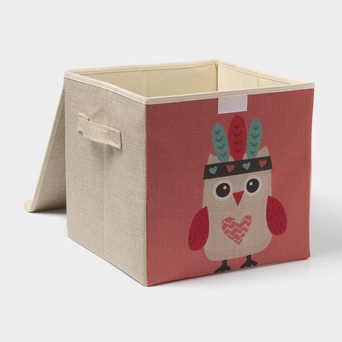 Короб стеллажный для хранения с крышкой «Совушка-индеец», 29×29×28.5 см