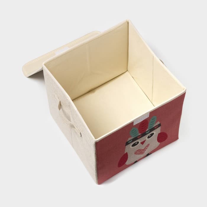 Короб стеллажный для хранения с крышкой «Совушка-индеец», 29×29×28.5 см