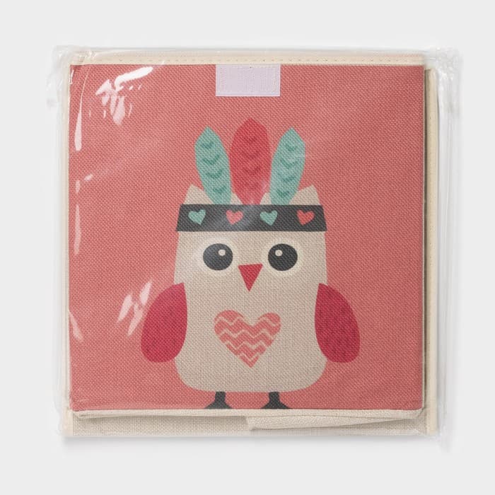 Короб стеллажный для хранения с крышкой «Совушка-индеец», 29×29×28.5 см