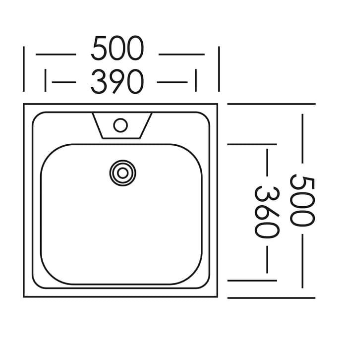 Мойка кухонная «Владикс», накладная, без сифона, 50×50 см, нержавеющая сталь 0.4 мм