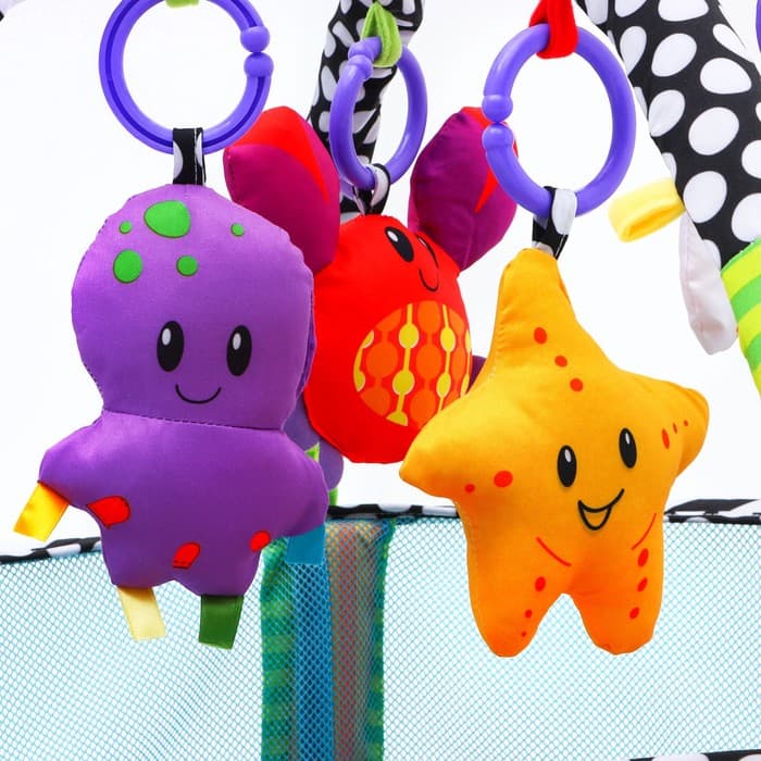 Развивающий коврик-манеж Крошка Я «Черепаха», 3 в 1, 68×68 см, 30 цветных шариков, 4 игрушки